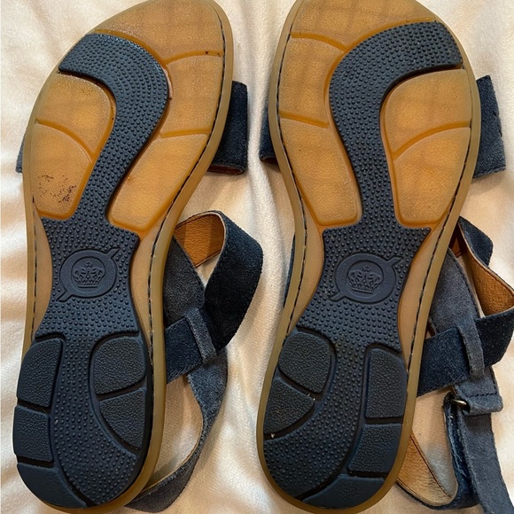 Born Navy Blue Strappy Adjustable Leather Sandals Minimalist Comfort Size 9 - Picture 8 of 9